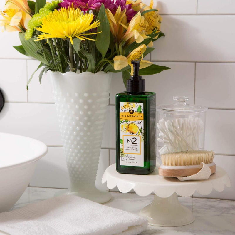 Via Mercato Liquid Soap, Shea Butter Enriched (12 oz), No. 2 - Green Tea & White Musk - Image 3